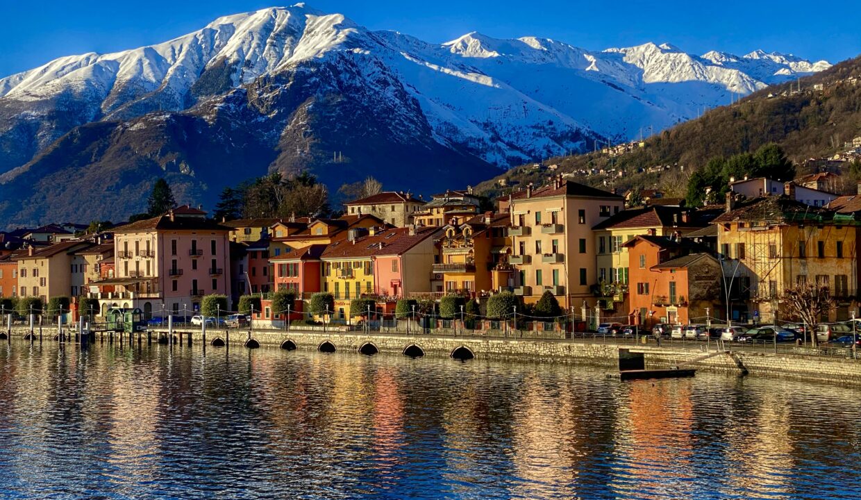 Lake Como real estate market panoramic aerial view - Gravedona